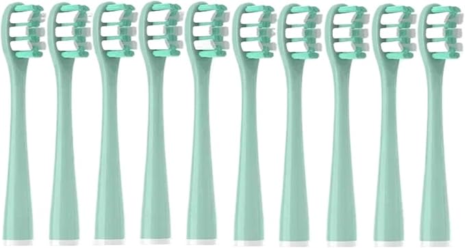 10PCS Vacuum Replacement Brush Heads PureCompatible for Y1S/Y4/U1/U2/U3/P1/P4 Toothbrush Clean Nozzles(10PureMintGreen)