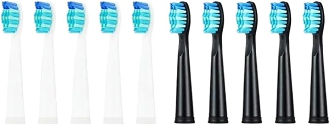 5-10Pcs Replacement Brush Heads Compatible for Seago Electric Toothbrush FW SG 507 508 515 Bristle(5 Black 5 White)