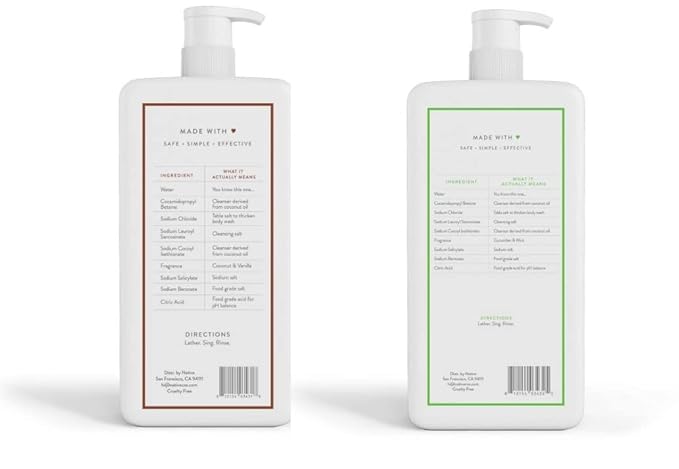 Native Body Wash | Coconut &amp Vanilla Cucumber &amp Mint - 36 oz bottle with pump - Pack of 2