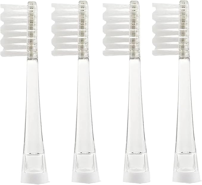 4 Pcs/Pack SG-881 Toothbrush Replacement HeadCompatibility for SG-906/915SG-612/623/628/621/677C5/C6/C8/C9EK6/EK7/EK2(Transparent)
