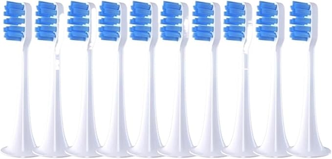 Brush HeadsCompatibility for Xiaomi Mijia T300/T500 10Pcs Replacement Electric Toothbrush Nozzles Clean Protect Soft Dupont Bristle(10pcsBlue-D)