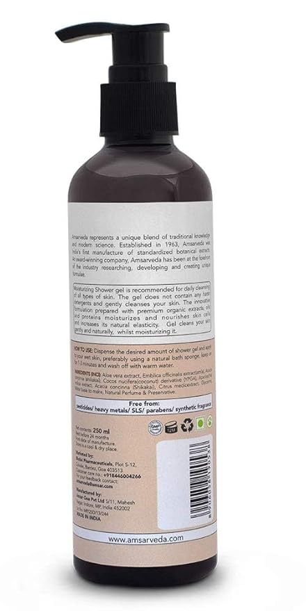 Moisturizing Shower Gel with Coconut Shikakai Aloe Vera Natural Body Care 250ml For All Skin Types|Moisturizing Shower Gel with Coconut &amp Aloe Vera – Gentle Body Wash for Dry and Sensitive Sk
