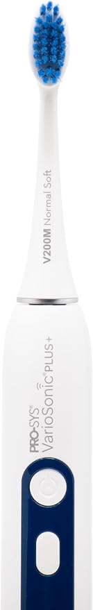 PRO-SYS® VarioSonic Plus+ Professional Electric Toothbrush Full Kit Rechargeable Powered Toothbrush with Travel Case 5 Brush Heads 5 Modes Extra Long Battery Pressure Sensor and Timer (White)
