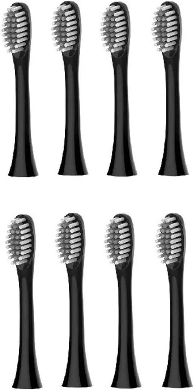 X-3 Toothbrush Replacement HeadsCompatible for X.Q.M. X-3/ZD-X3/ZV80 Sonic Electric Soft Bristles Nozzles(8pcs Black)
