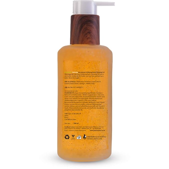 Relaxing Macadamia Exfoliating Body Cleansing Gel Sulphate and Paraben Free (200ml)