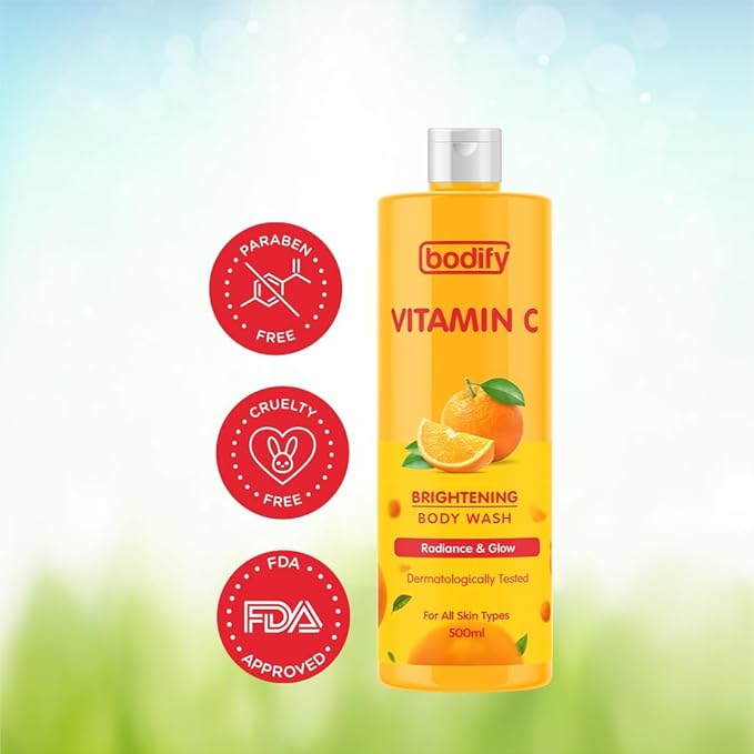 Bodyfy Vitamin C Brightening Body Wash 500 Ml | Radiance &amp Glow|Paraben Free | All Skin Types