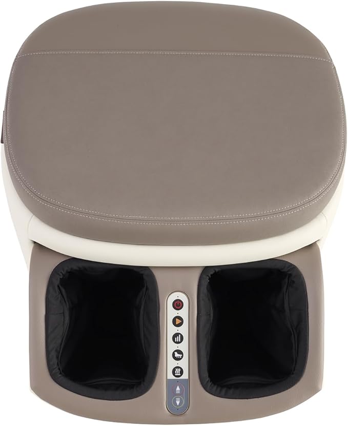 Human Touch Reveal Foot &amp Calf Massager Ottoman - Heated Air Compression 3 Auto-Massage Programs &amp Adjustable Intensity for Stress Relief Plantar Fasciitis &amp Circulation - Includes 1-Ye