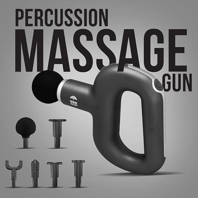 WBM Smart Massage Gun Deep Tissue Percussion Muscle Massager for Pain ReliefElectric Body Massager Sports Drill Portable Super Quiet Brushless Motor (Silver)
