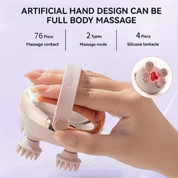 HomeBeyond Electric Scalp Massager Head Massager Scalp Stress Relax Rechargeable IPX7 Waterproof 2 Massage Styles 8 Removable Claws for Head/Body Massage &amp Face Cleaning
