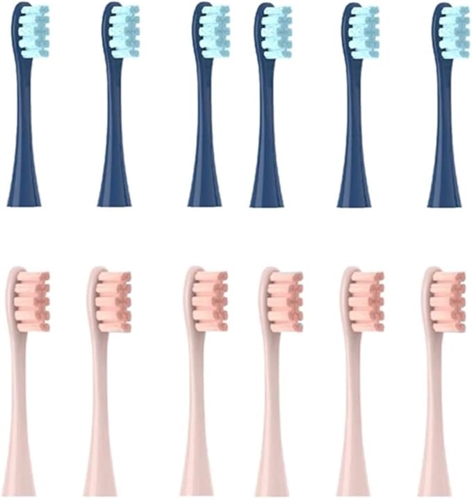 12PCS Replacement Tooth Brush Heads Compatible for X/X PRO/ Z1/ F1/ One/Air 2 /SE Sonic Soft Electric Toothbrush Cleaning(6 Dark Blue 6 Pink)