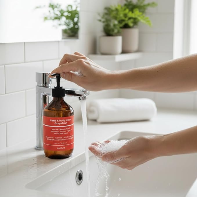 Grapefruit Hand &amp Body Wash – Hydrating Vegan Cleanser for All Skin Types Gentle Moisture-Rich Formula with Betaine &amp Berry Extract 98% Natural ECOCERT COSMOS Natural Certified (2)