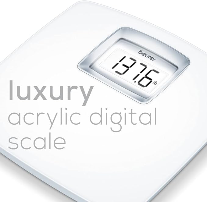 Beurer PS25 Digital Bathroom Scale for Body Weight – 400lb Capacity Auto-Calibrate XL Backlit Display – Glass Precise and Accurate Body Scale