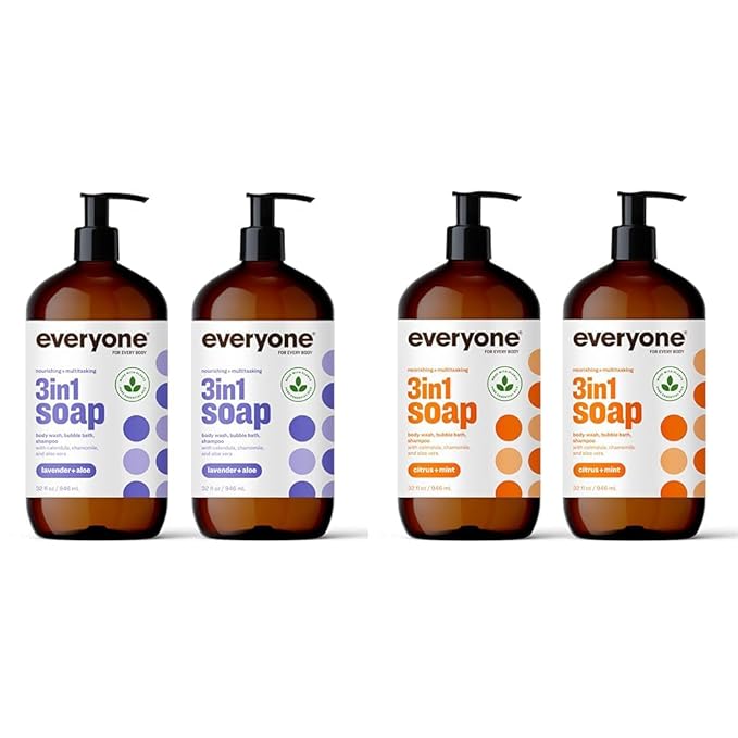 Everyone 3-in-1 Soap Body Wash Bubble Bath Shampoo 32 Ounce (Pack of 2) Lavender and Aloe &amp 3-in-1 Soap Body Wash Bubble Bath Shampoo 32 Ounce (Pack of 2) Citrus and Mint