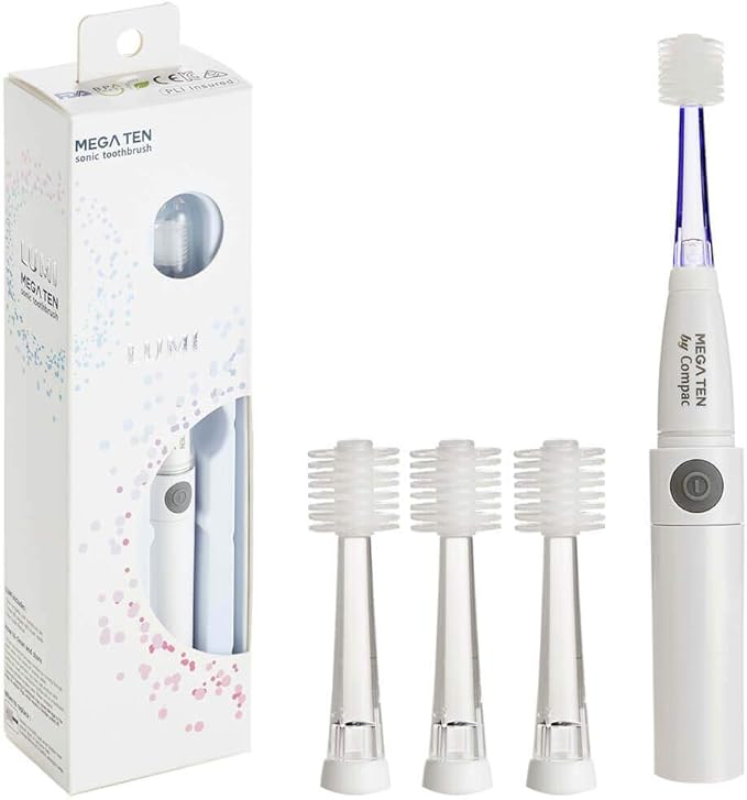 Brilliant Lumi 360 Round Head Travel Sonic Electric Toothbrush for Adults - Tooth Brush with LED Microfiber Bristles Gentle Sonic Technology for a Brilliant Smile Vibrating Toothbrush 4 Brush Heads