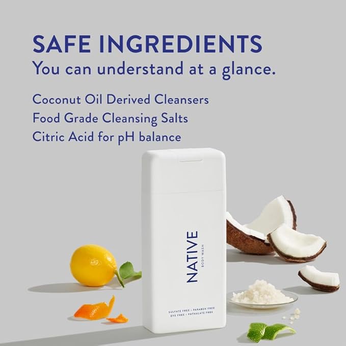 Native Body Wash Contains Naturally Derived Ingredients | for Women &amp Men Sulfate Paraben &amp Dye Free Leaving Skin Soft &amp Hydrated |Coconut &amp Vanilla Lavender Rose &amp Cucumber M