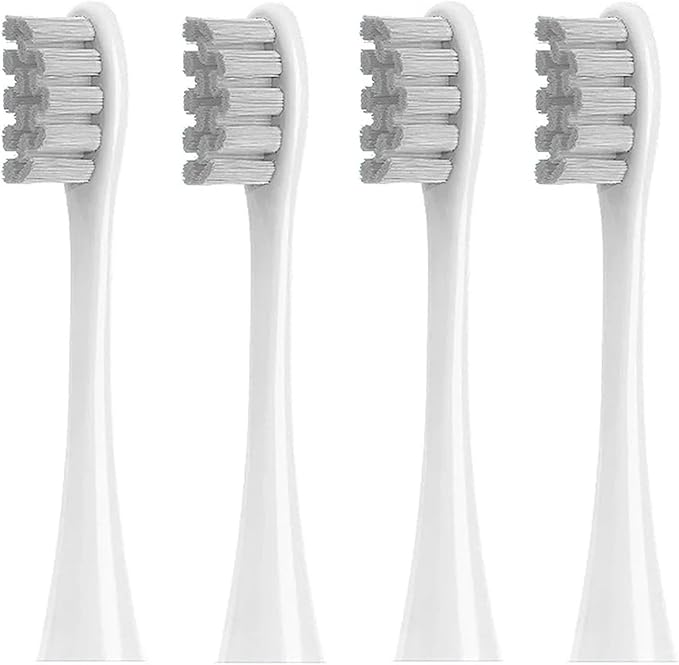 4 Pcs/Pack Replacement Brush HeadsCompatible for Oclean X/X PRO/ Z1/ F1/ One/Air 2 /SE Sonic Toothbrush Soft Bristle Nozzles(Gray)
