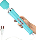 CHARMING Wired Powerful Handheld Back Massager with 10 Strong Vibrations Modes Personal Therapy Massager for Sports Recovery Muscle Aches Body Pain-Light Blue