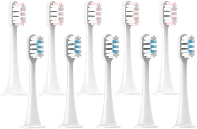 Replacement Brush HeadsCompatible for Xiaomi T300/T500/T700 Sonic Electric Toothbrush Soft Bristle Nozzles with Caps Sealed Package(5Pink 5White)