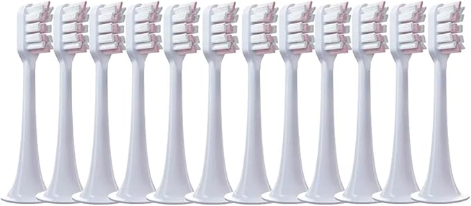 12PCS Compatible for XIAOMI MIJIA T300/T500/T700 Replacement Brush Heads Sonic Electric Tooth Soft Bristle Caps Vacuum Package Nozzles(12Pink)