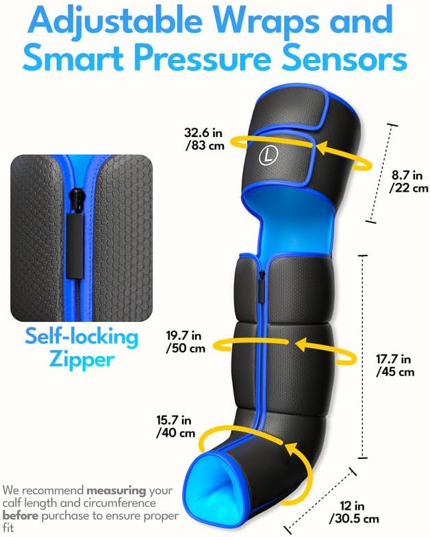 Leg Massager for Circulation and Pain Relief with Heat - Electric Air Compression Boots - Adjustable Modes Foot Calf &amp Thigh Massage Machine Gift for Her Him Dad Mom (Small Size)