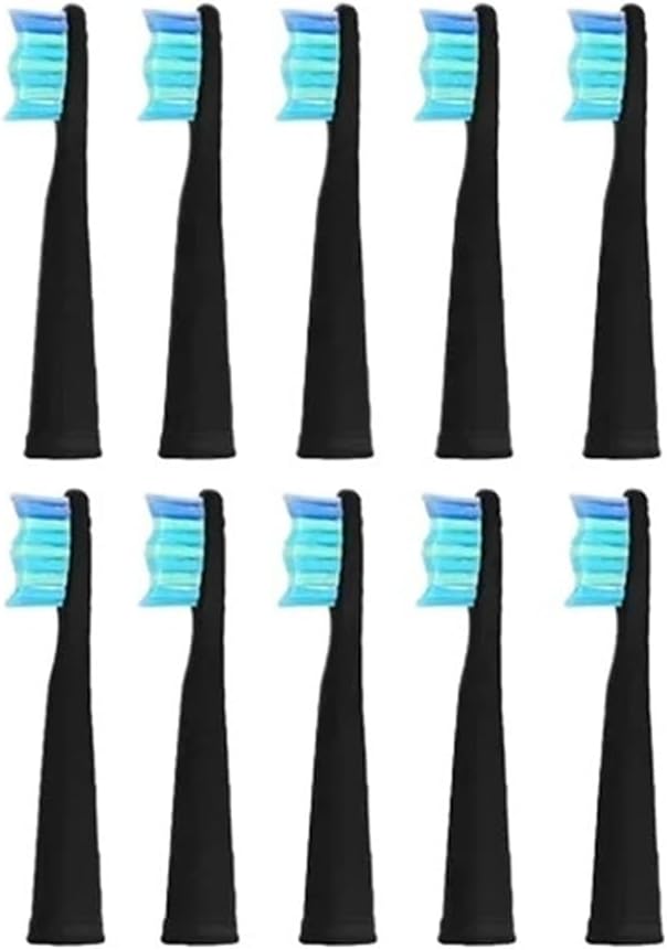 10pcs Electric Replacement Brush Heads Sonic Toothbrush Hygiene Care 899 Set Compatible for Seago SG910 SG507 SG958 SG515 SG949 SG575(10 Black Heads)