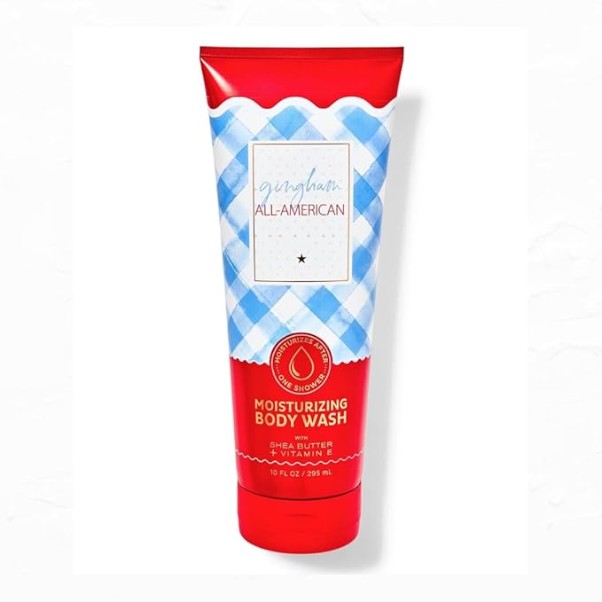 Bath &amp Body Gingham All-American Moisturizing Body Wash with Vitamin E Aloe Coconut Oil Shea &amp Cocoa Butter | 10 fl oz / 295 mL (Packaging Design Styles May Vary)