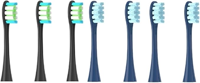 Compatible for Oclean Flow/X/X PRO/ Z1/ F1/ One/Air 2 /SE Brush Heads Soft Sonic Toothbrush Vacuum Bristle 7pcs Replacement(3Black 4Dark Blue)