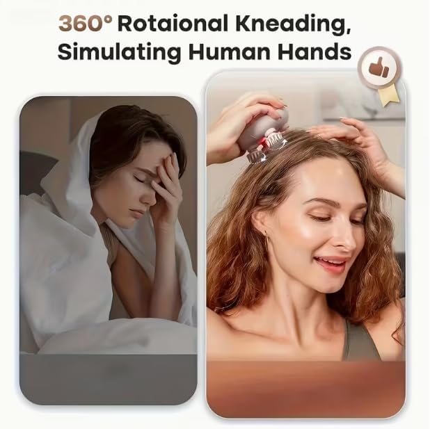 HomeBeyond Electric Scalp Massager Head Massager Scalp Stress Relax Rechargeable IPX7 Waterproof 2 Massage Styles 8 Removable Claws for Head/Body Massage &amp Face Cleaning