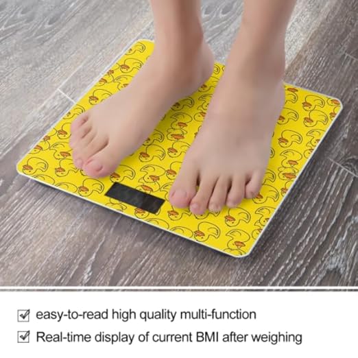 Women's Digital Bathroom Weighing Scale Automatic Switch Energy Saving Scale Smart Scale for Body Weight Compatible with Yellow Rubber Duck
