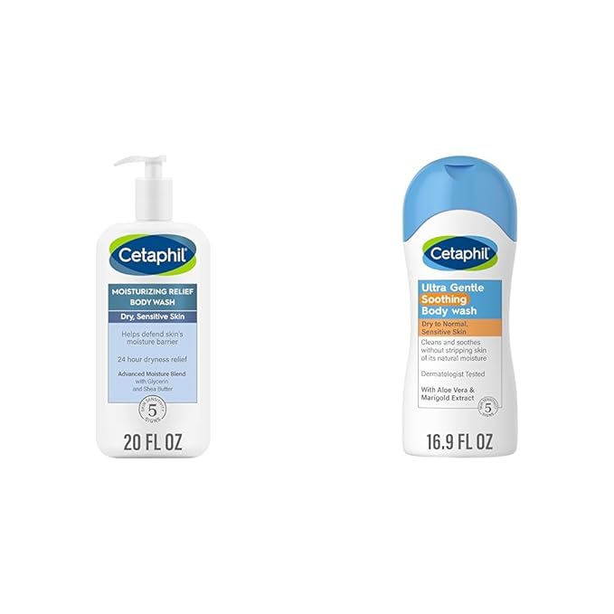 Cetaphil Body Wash NEW Moisturizing Relief Body Wash for Sensitive Skin Creamy Rich Formula &amp Ultra Gentle Refreshing Body Wash For Dry to Normal Sensitive Skin 16.9oz with Aloe Vera