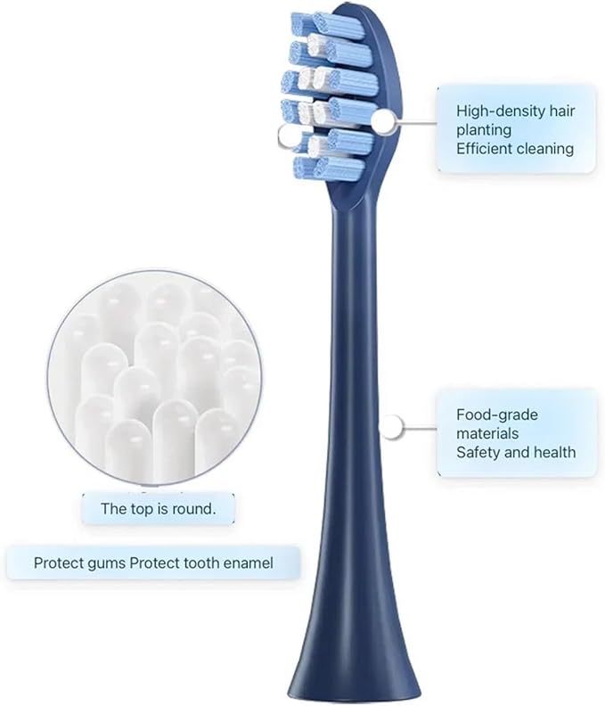 Compatible for FT7105/FT7106/FT7108/FT7205/TH01 Toothbrush Replacement Heads Soft Bristle Nozzles16pcs(16 Black)