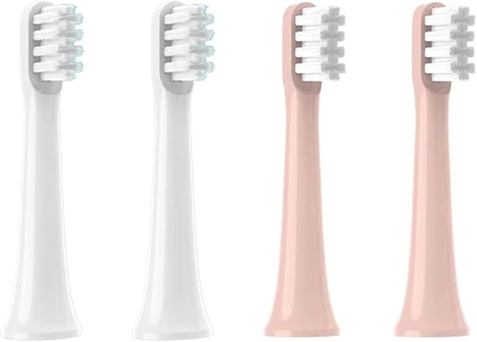 Vacuum Replacement Brush HeadsCompatible for XIAOMI MIJIA T100 4PCS Sonic Electric Tooth Soft Bristle Caps Package Nozzles(2White2Pink)