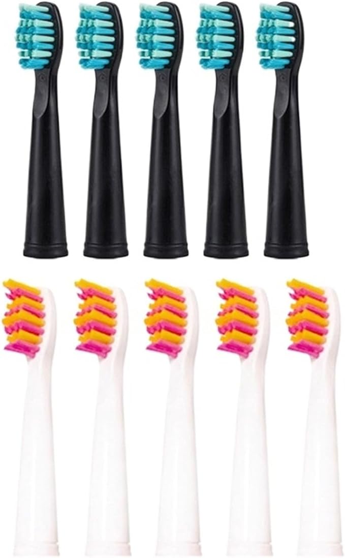 Toothbrush Heads Bristle Replacement Brush Suitable for S Accessories(5 Black 5 Pink)