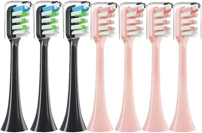 Sonic Electric Toothbrush Heads Compatible for Xiaomi SOOCAS X3 X5 X3U X1 V1 V2 Replacement Nozzles with Anti-dust Cap(3Black 4Pink)