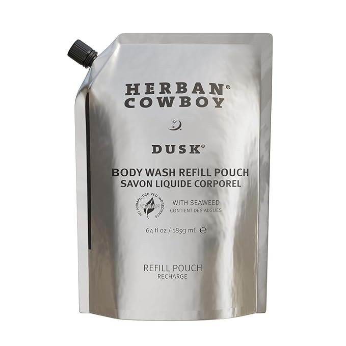Herban Cowboy Body Wash Rich Cologne Scent Enhanced with Plant-Powered Ingredients Vegan Body Wash (Dusk 64 Ounce Full Refill Pouch)