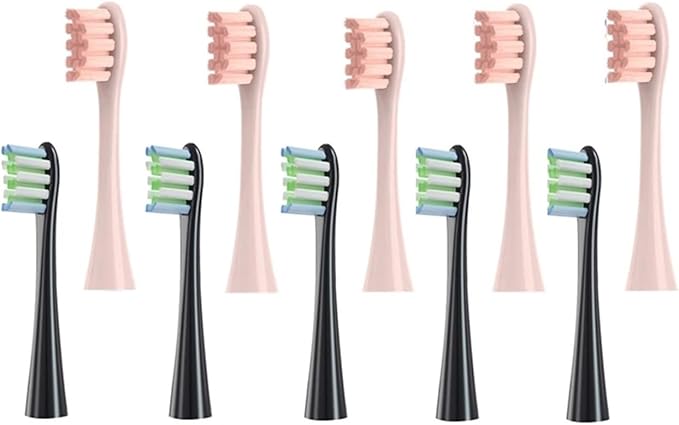 Compatible for Replaceable Electric Toothbrush Brush Heads for X/X PRO/ Z1/ F1/One/Air 2/SE Soft Bristle Nozzles(5Black 5Pink)