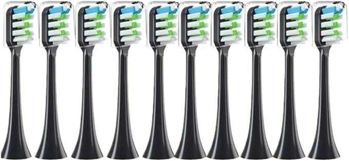 Compatible for 10pcs Replacement Brush Heads for SOOCAS X3 X5 V1 X3U Soft Bristle Electric Toothbrush Sealed Packed(10pcs Black)