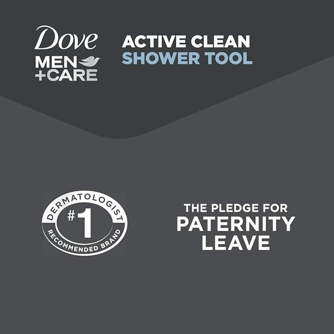 DOVE MEN + CARE Shower Tool 4 Count For Stronger Healthy-Feeling Skin Active Clean Scrubs and Exfoliates for a Deeper Clean With Body Wash