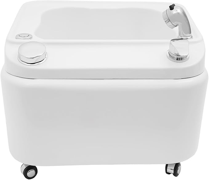 Acrylic Foot Spa Bathtub with 7 Colors LED LightAcrylic Pedicure Basin with Universal Wheels21.65 Inch White Pedicure BowlPortable Foot Spa Tub for Home Salon Spa