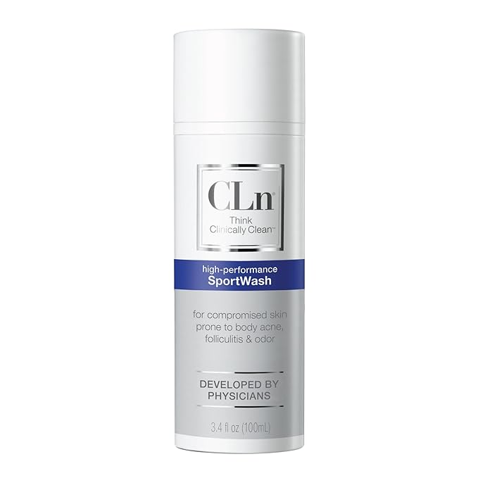 CLn® SportWash – High-Performance Sport Body Wash For Men &amp Women Prone to Body Odor Foot Odor Ringworm Folliculitis &amp Back Acne Fragrance-Free &amp Paraben-Free 3.4 fl. oz.