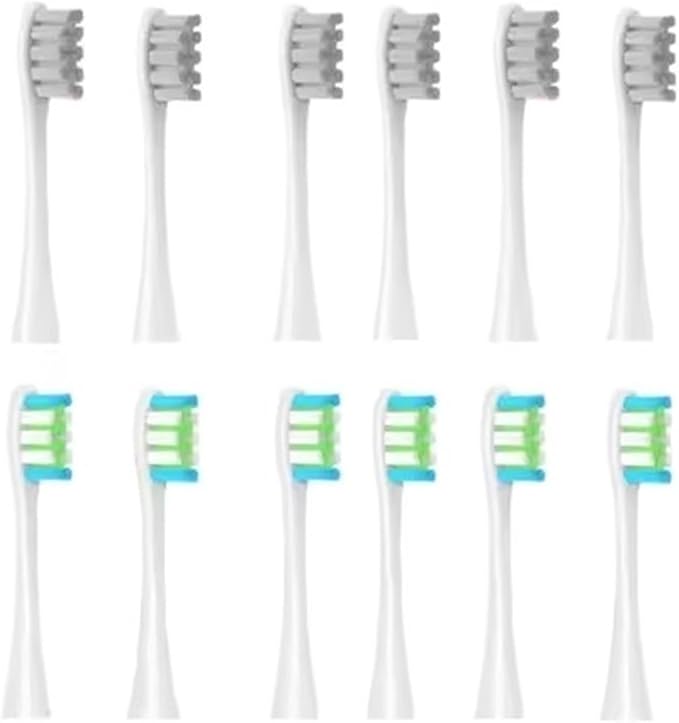 Soft Vacuum Bristle Electric Toothbrush Heads Compatible with X Pro Z1 F1 One Air 2 SE - 8 Pack 12(6grey 6Wwhite)