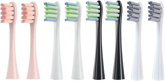 Compatible for Replaceable Electric Toothbrush Brush Heads for X/X PRO/ Z1/ F1/One/Air 2/SE Soft Bristle Nozzles(8pcs-4colors)