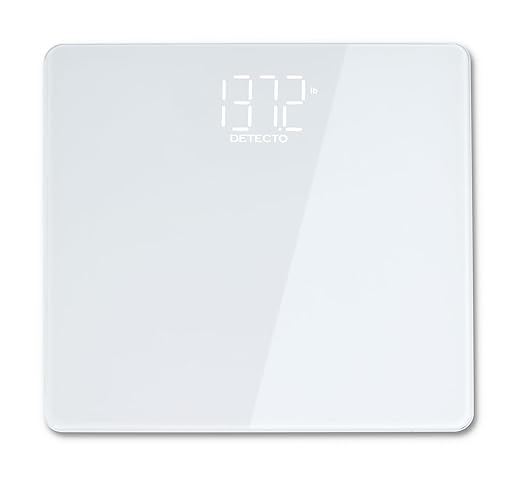 DETECTO Digital Bathroom Scale Hidden Display When Off Highly Accurate Wide Platform Easy-to-Read Display 450 lb High Capacity Includes Batteries