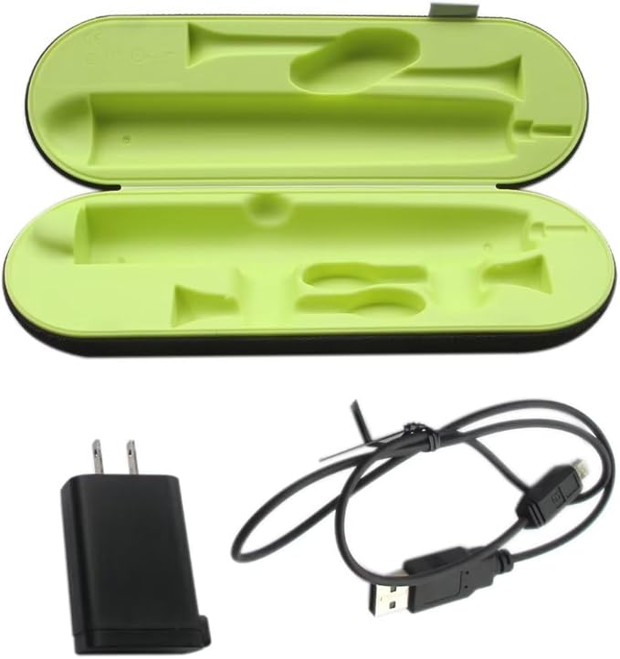 Travel Charger Case w/AC Charer+USB Cable 2023 New HX9210 HX9200 Replacement for Philips Sonicare DiamondClean HX9340 HX9350 HX9382/HX9342/HX939L Toothbrushes(Black-Green)