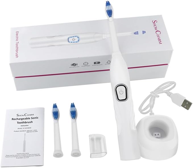 ARTIBETTER Electric Toothbrush Vibration Toothbrush USB Charging Sonic Powered White Set for Home Oral Care