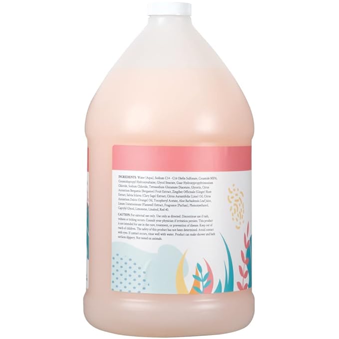Ginger Lily Farms Botanicals Nourishing Body Wash Champagne Mimosa 100% Vegan &amp Cruelty-Free Citrus Blend Scent 1 Gallon Refill (Pack of 4)