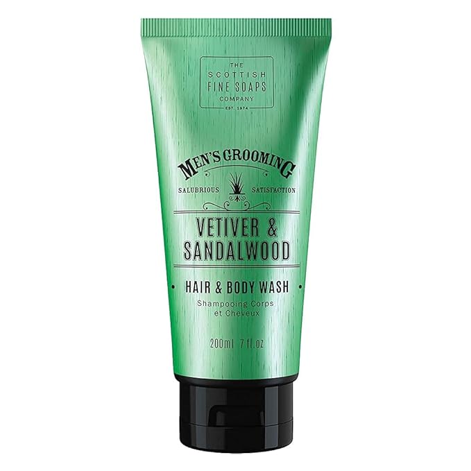 Scottish Fine Soaps Vetiver &amp Sandalwood Hair &amp Body Wash 200ml Tube