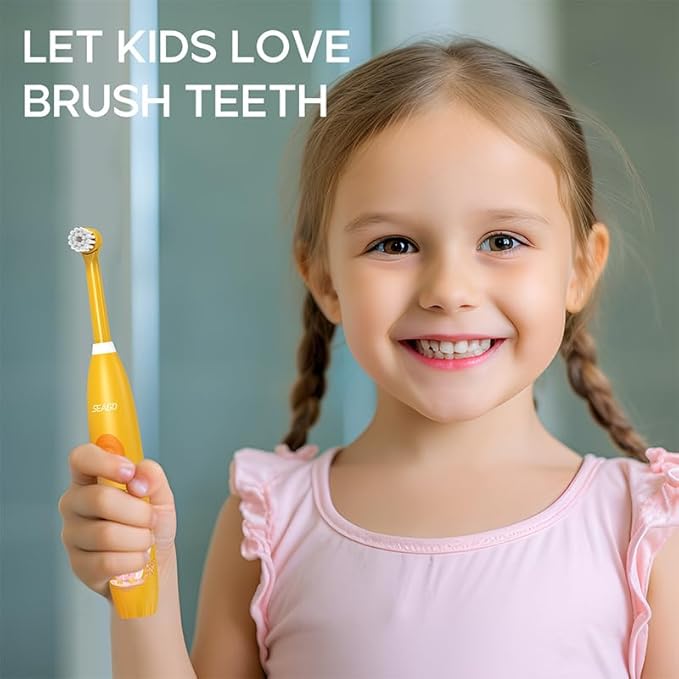 KME Kids Electric Toothbrush with Sonic Technology Rechargeable Soft Bristles Heads DIY Flamingo Stickers Modes Ideal for Ages 3–12 Perfect Girls Toddler Toothbrush