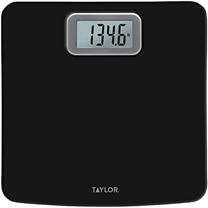 Taylor Digital Bath Scale with Antimicrobial Surface Protection Bathroom Scale for Body Weight 400 lbs. Black