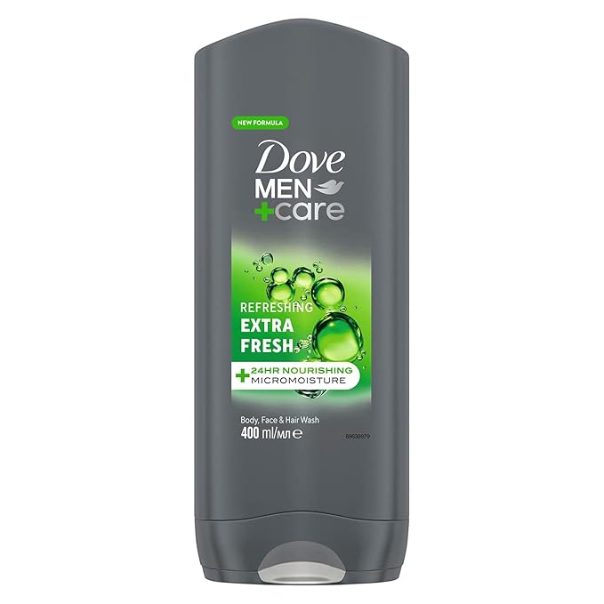 Dove Men+Care Refreshing Extra Fresh 3-In-1 Hair Body And Face Wash Pack Of 6 With 24-Hour Nourishing Micromoisture Technology Body Wash For Men 400 Ml